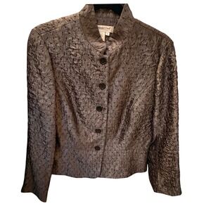 Coldwater Creek Women's Small Metallic Pewter Crinkle Textured Jacket